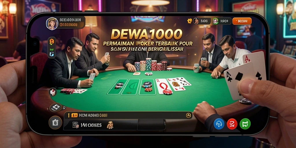 Tampilan gameplay Poker yang seru dan interaktif di DEWA1000.
