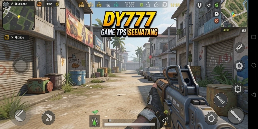 Screenshot gameplay DY777 dengan aksi tembak-menembak yang intens.