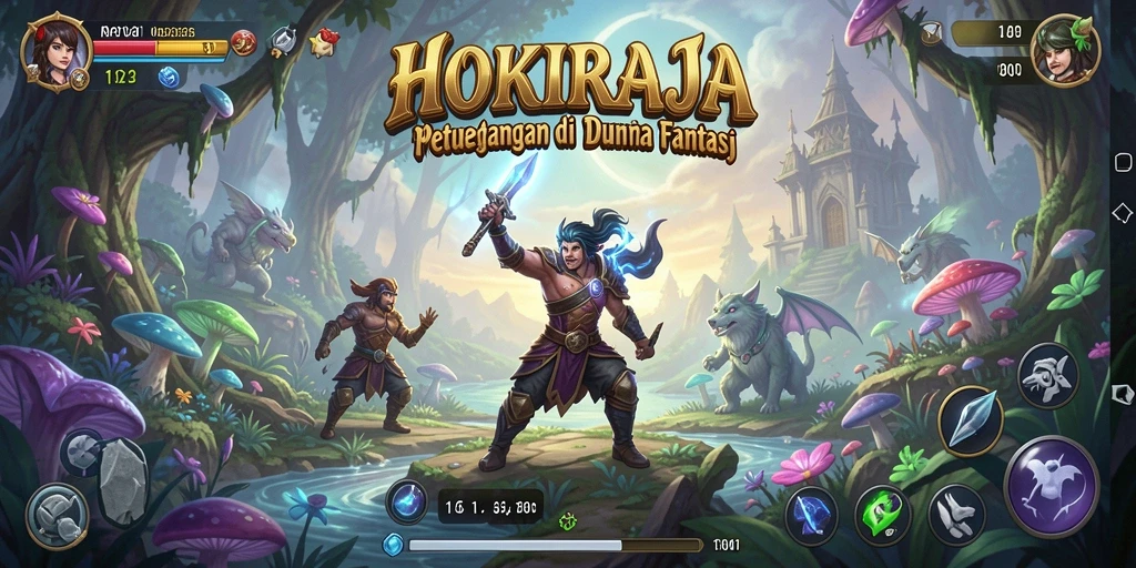 Tampilan gameplay HOKIRAJA yang menampilkan aksi petualangan menegangkan.