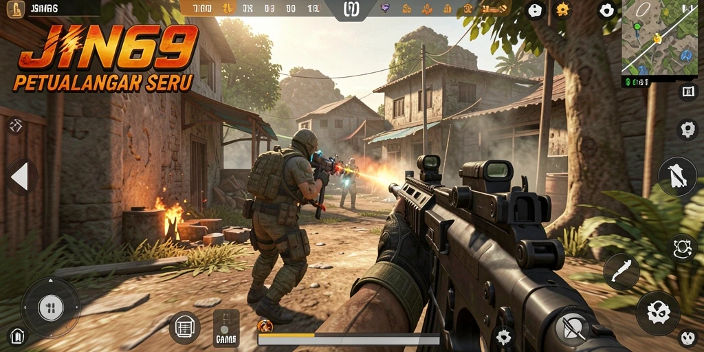 Screenshot JIN69 menampilkan aksi mendebarkan dalam gameplay FPS.