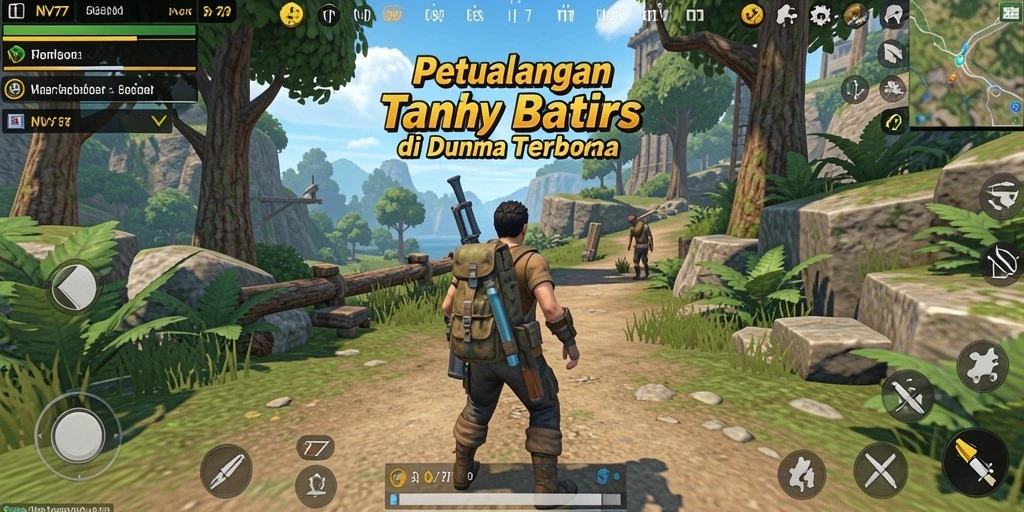Tangkapan layar menampilkan aksi seru dalam dunia terbuka NV77.