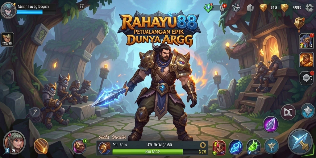Tampilan gameplay seru di RAHAYU88 dengan karakter heroik dan pertarungan dinamis.