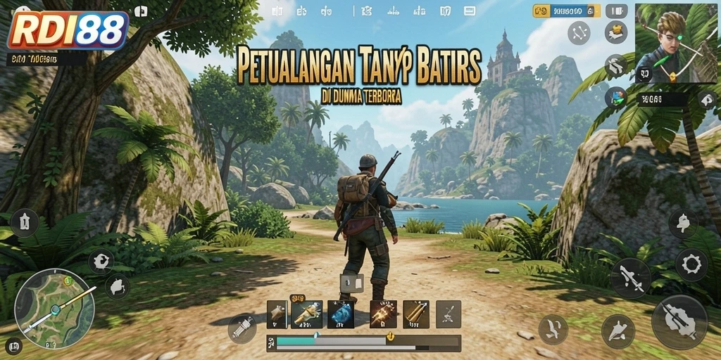Screenshot gameplay RDI88 menampilkan eksplorasi dunia terbuka yang indah.