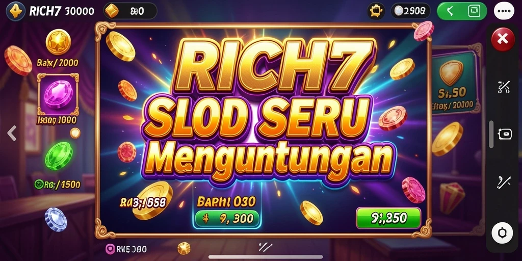 Screenshot gameplay RICH7 menampilkan keseruan permainan Slot yang mendebarkan.