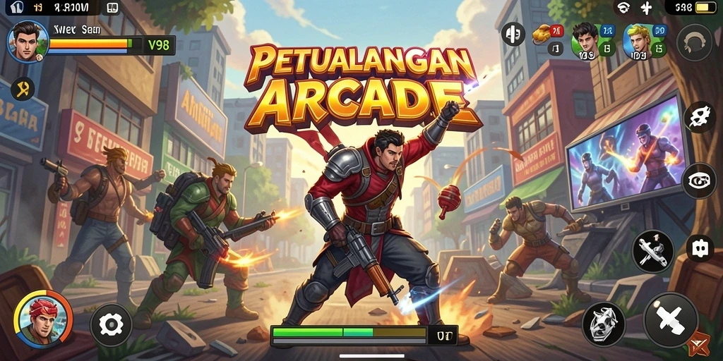 Tampilan gameplay V98 yang seru di level Arcade.