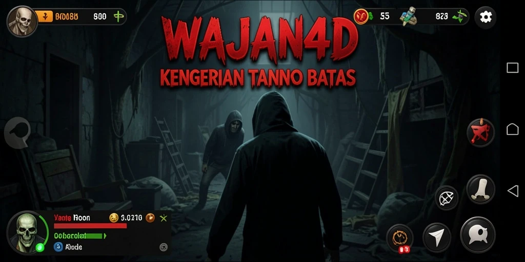 Tampilan menyeramkan gameplay WAJAN4D dalam suasana gelap.