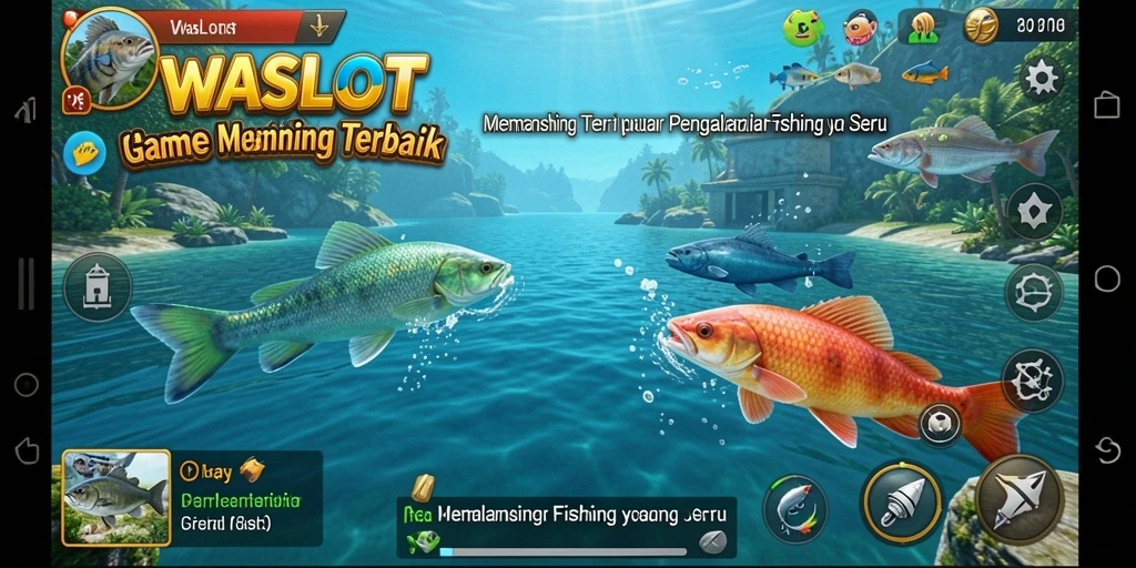 Tampilan gameplay WASLOT dengan aksi memancing yang seru dan menantang.
